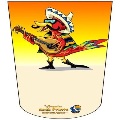 Amputee Sock "Red parrot w guitar V2"