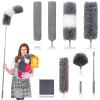 DEEHYO Microfiber Duster for Cleaning Fan, High Ceiling, Blinds, Furniture, Cars , 9PCS Extendable Feather Duster (Stainless Steel) 30 to 100 Inches, Reusable Bendable Washable view 1