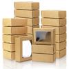 BadenBach 50 Pack Mini Kraft Paper Boxes with Windows,3.33" x 2.35" x 1.18",Small Homemade Soap Box Mini Treat Gift Boxes Bulk for Candy Cookies Party Favors Valentine's Day Supplies(Brown) view 1