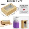BadenBach 50 Pack Mini Kraft Paper Boxes with Windows,3.33" x 2.35" x 1.18",Small Homemade Soap Box Mini Treat Gift Boxes Bulk for Candy Cookies Party Favors Valentine's Day Supplies(Brown) view 2