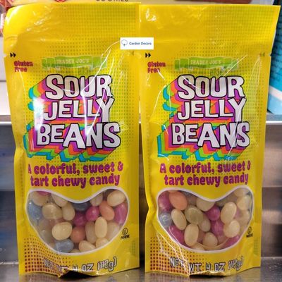 Trader Joes Sour Jelly Beans, a colorful, sweet & tart chewy candy 4oz 113g (Two Bags)