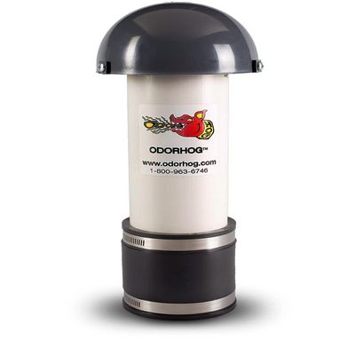 OdorHog Mushroom Cap Vent Stack Pipe Filter 3" PVC Clamp On, Removes Outdoor and Sewer Odor Problems