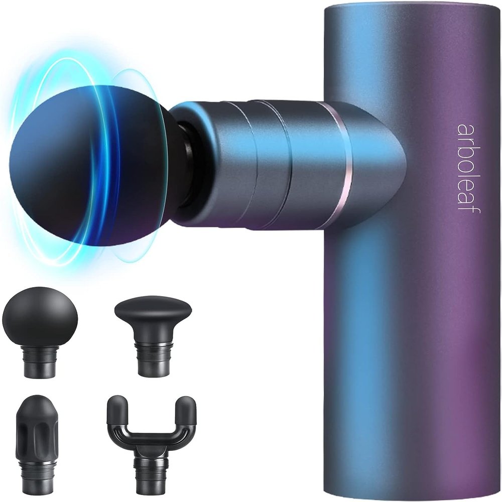 arboleaf Massage Gun Deep Tissue, Full-Metal Powerful Mini Percussion Massager with Silent Brushless Motor - Ultra-Quiet Pocket-Sized for Athletes, Back & Sore Muscles Relief at Home, Offic