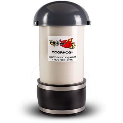 OdorHog Mushroom Cap Vent Stack Pipe Filter 4" PVC Clamp On, Removes Outdoor and Sewer Odor Problems