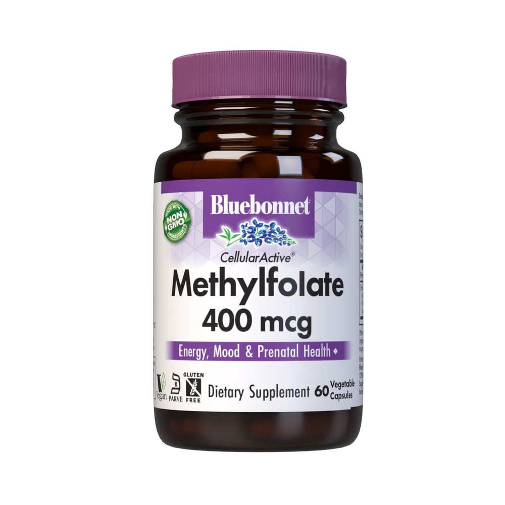BlueBonnet Nutrition CellularActive Methylfolate 400 mcg, Formulated with Quatrefolic, Energy, Mood, and Prenatal Health*, Vegan, Gluten-Free, Non-GMO, and Kosher, 60 Vegetable Capsules, 60 Servings