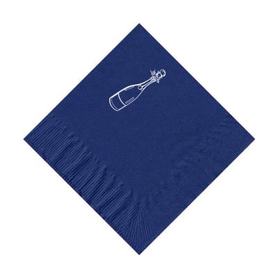 100 2-Ply Cocktail Personalized Napkins with Champagne Bottle Logo