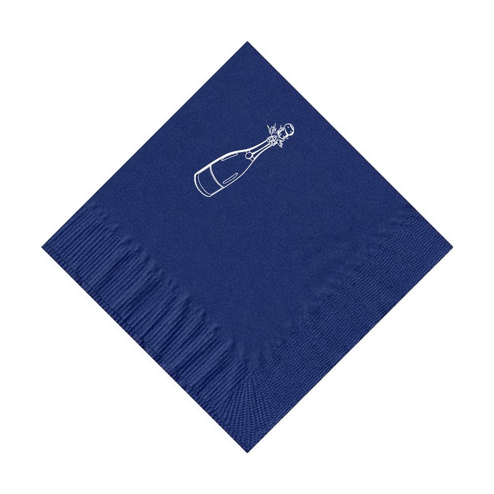 100 2-Ply Cocktail Personalized Napkins with Champagne Bottle Logo