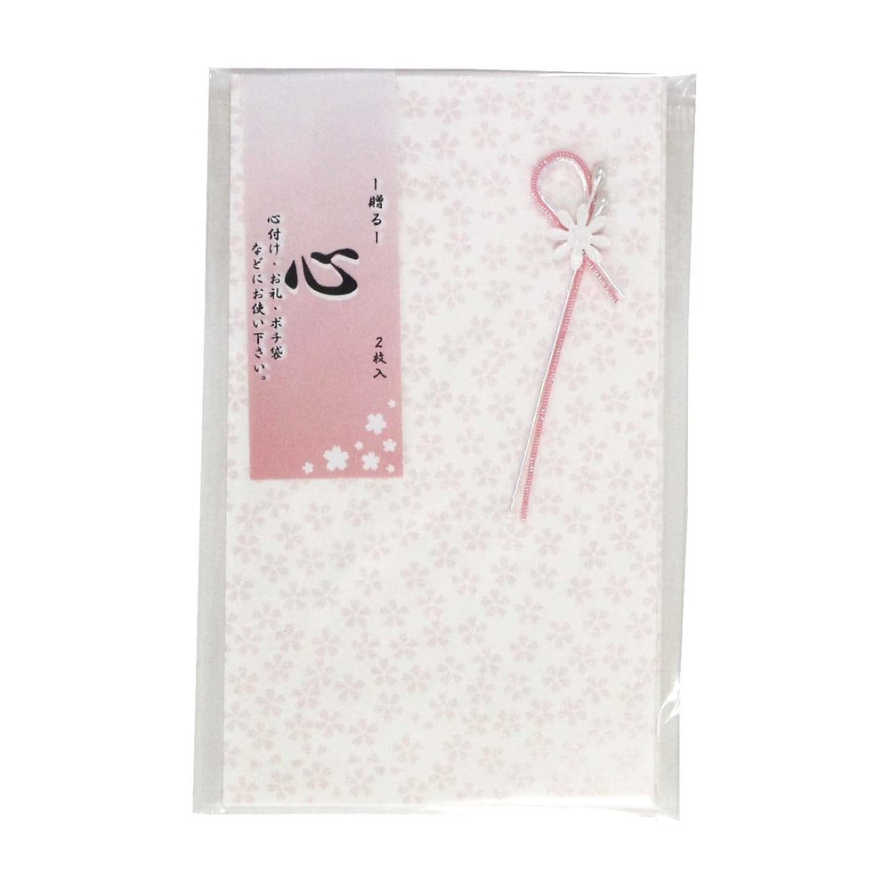 Suzuki Paper Works S-6349 Pochi Bag, 5 Type, Gift Heart, Small Cherry Blossoms, 2 Sheets x 3 Packs