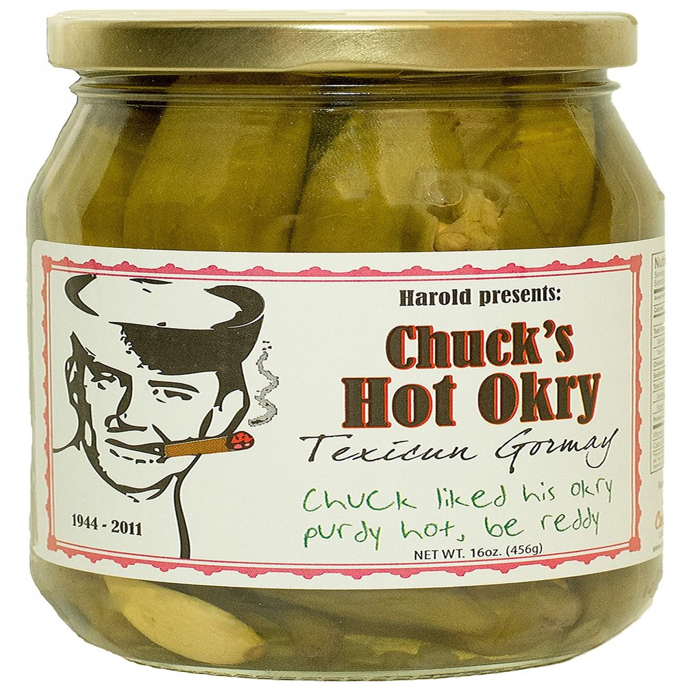Harold's - Chucks Hot Okra - Gourmet Spicy Okra - Packed With Fresh Garlic and Habanero - Made in Texas