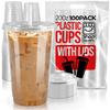 Shop Square 20 oz Plastic Cups with Lids (100 Pack) - Clear Plastic Cups for Iced Coffee, Boba, Milk Tea, Smoothies, and Fruit Shakes - Disposable with Lids for Parties, Cafes, Restaurants view 1