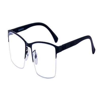 ALWAYSUV Black TR90 Half Rimless Rectangular Frame Distance Glasses for Men Women Retro Nearsighted Myopia Shortsighted Glasses -1.0