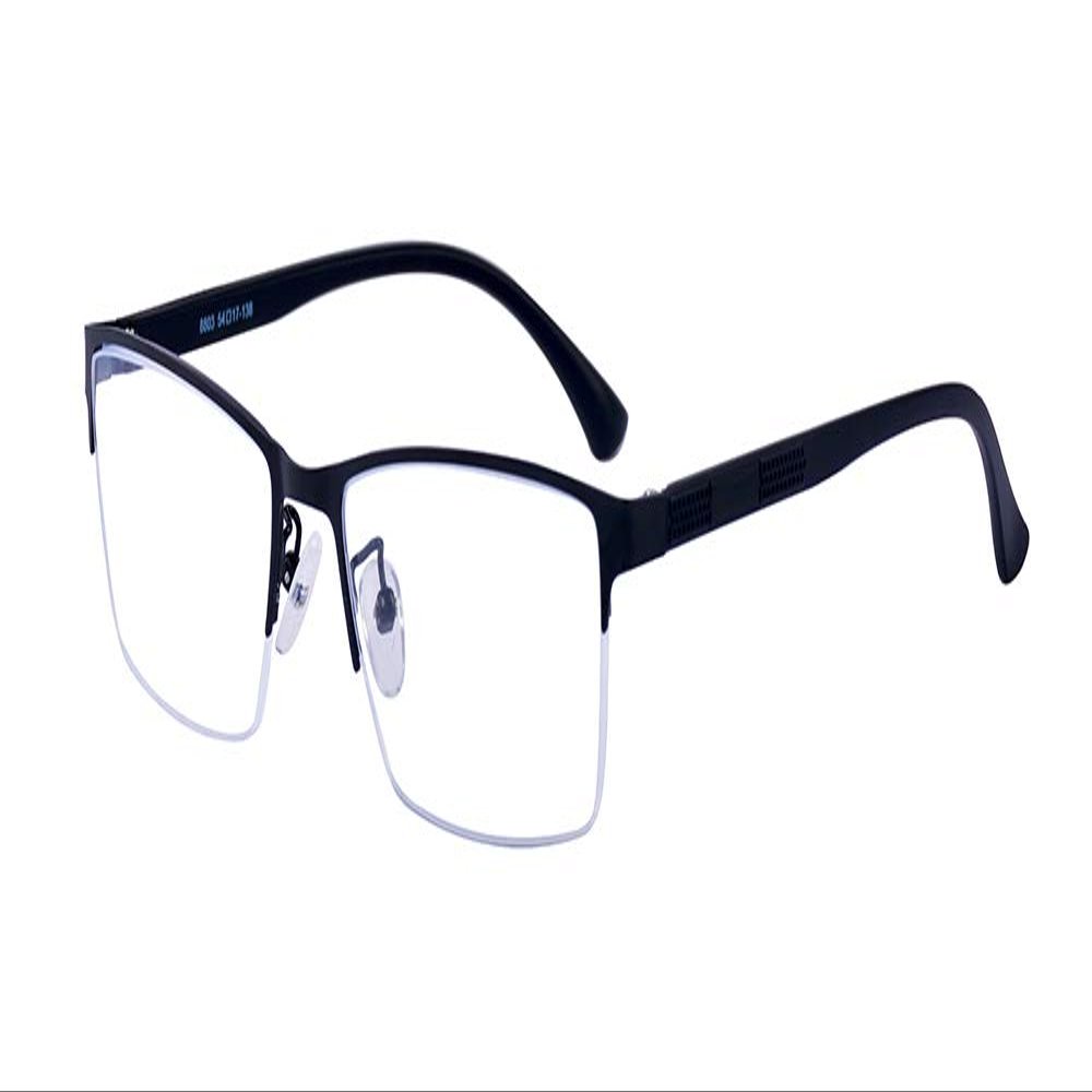 ALWAYSUV Black TR90 Half Rimless Rectangular Frame Distance Glasses for Men Women Retro Nearsighted Myopia Shortsighted Glasses -1.0