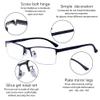 ALWAYSUV Black TR90 Half Rimless Rectangular Frame Distance Glasses for Men Women Retro Nearsighted Myopia Shortsighted Glasses -1.0 view 3