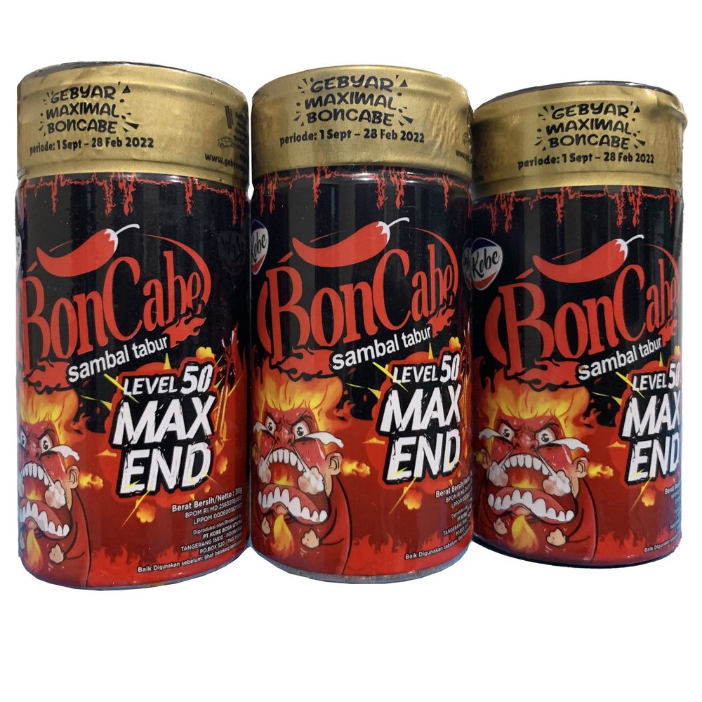 3x Kobe BonCABE Sambal Tabur (Chili Original Flavor Level 50 - Max End) - Hot and Spicy - Sprinkle Chili Flakes