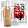 32 oz Plastic Cups with Lids (50 Pack) - Disposable Clear Cups for Iced Coffee, Boba, Milk Tea, Smoothies, and Fruit Shakes for Parties, Cafes, Restaurants view 1