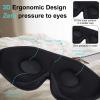 2 Pieces 3D Sleep Mask for Kids Memory Foam Contoured Eye Mask, Travel Sleep Eye Cover with Adjustable Strap, 3D Blindfolds(Black and Green) view 3
