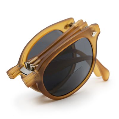 VITENZI Foldable Bifocal Sunglasses for Men and Women - Folding Reader Sunglasses - Retro Reading Sun Glasses with Built In Readers - Fano in Crystal Brown 1.75