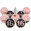 Zonon 504 Pieces Sweet 16 Birthday Party Favors Stickers Mini Kisses Candy Stickers Sweet Sixteen Round Chocolate Candy Wrappers for 16th Birthday Party Guest Favors Decorations(Pink, Black) view 1