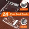 Floor Scrub Brush with Long Handle, Stiff Bristles Deck Brush, BITOPE Multi-Purpose Heavy Duty Hardwood Floor Scrubber, Cleaning Concrete Balcony Patio Garage Outdoor/Indoor view 2