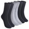 Facool Diabetic Crew Socks, Men Loose Top Non-Binding Cushioned Moisture Wicking Cotton Dress Long Socks for Circulation, Edema, Diabetes, 6 Pairs Black+Grey+Navy Blue, XXL view 1