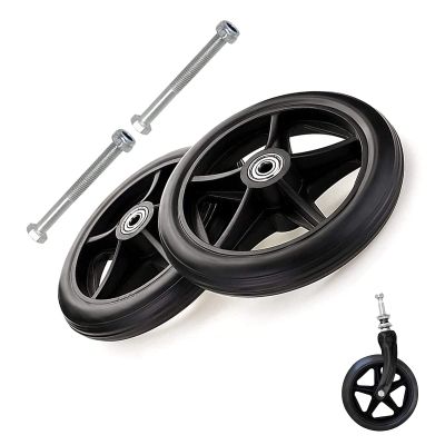 LIGUOYI Wheelchair Wheel Replacement Wheelchair Front Caster 2 Pcs Front Wheel for Wheelchair 6" 7" 8" Solid Non-Slip Wheel 5/16" (8 Mm) Bearing Replacement Wheels for Wheelchair Walkers