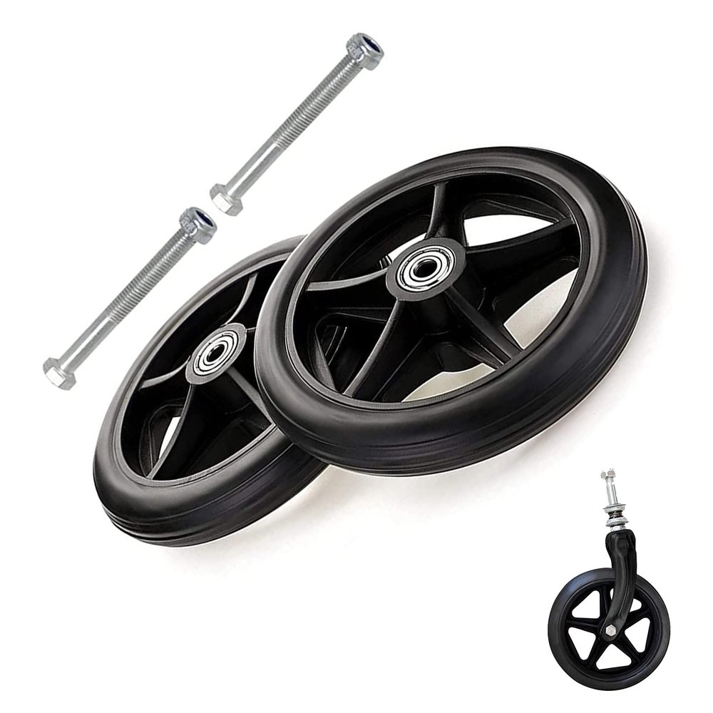 LIGUOYI Wheelchair Wheel Replacement Wheelchair Front Caster 2 Pcs Front Wheel for Wheelchair 6" 7" 8" Solid Non-Slip Wheel 5/16" (8 Mm) Bearing Replacement Wheels for Wheelchair Walkers