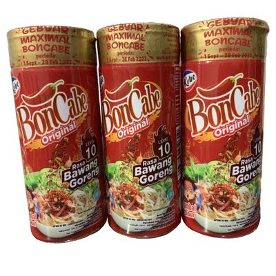 3x Kobe BonCABE Sambal Tabur (Chili Original Flavor Level 10 Fried Onion Taste) - Hot and Spicy - Sprinkle Chili Flakes