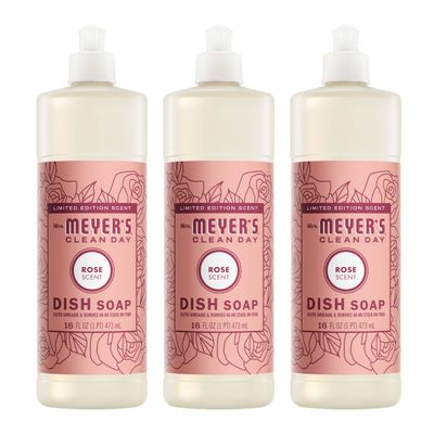 MRS. MEYER'S CLEAN DAY Liquid Dish Soap, Limited Edition Rose, 16 fl. oz - Pack of 3