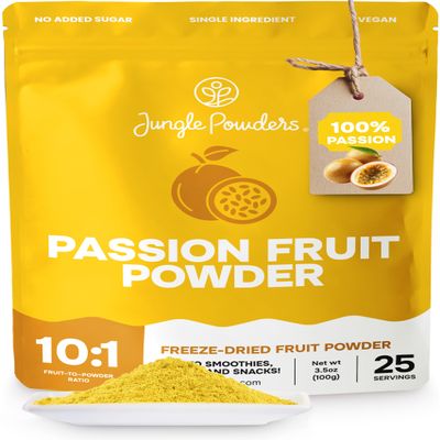 Jungle Powders Passion Fruit Powder 3.5 Ounce, Freeze Dried Passion Fruit Puree Powder for Baking Smoothies Lilikoi Granadilla Additive Free Passionfruit Pure Extract Passion Fruit Juice Supplement