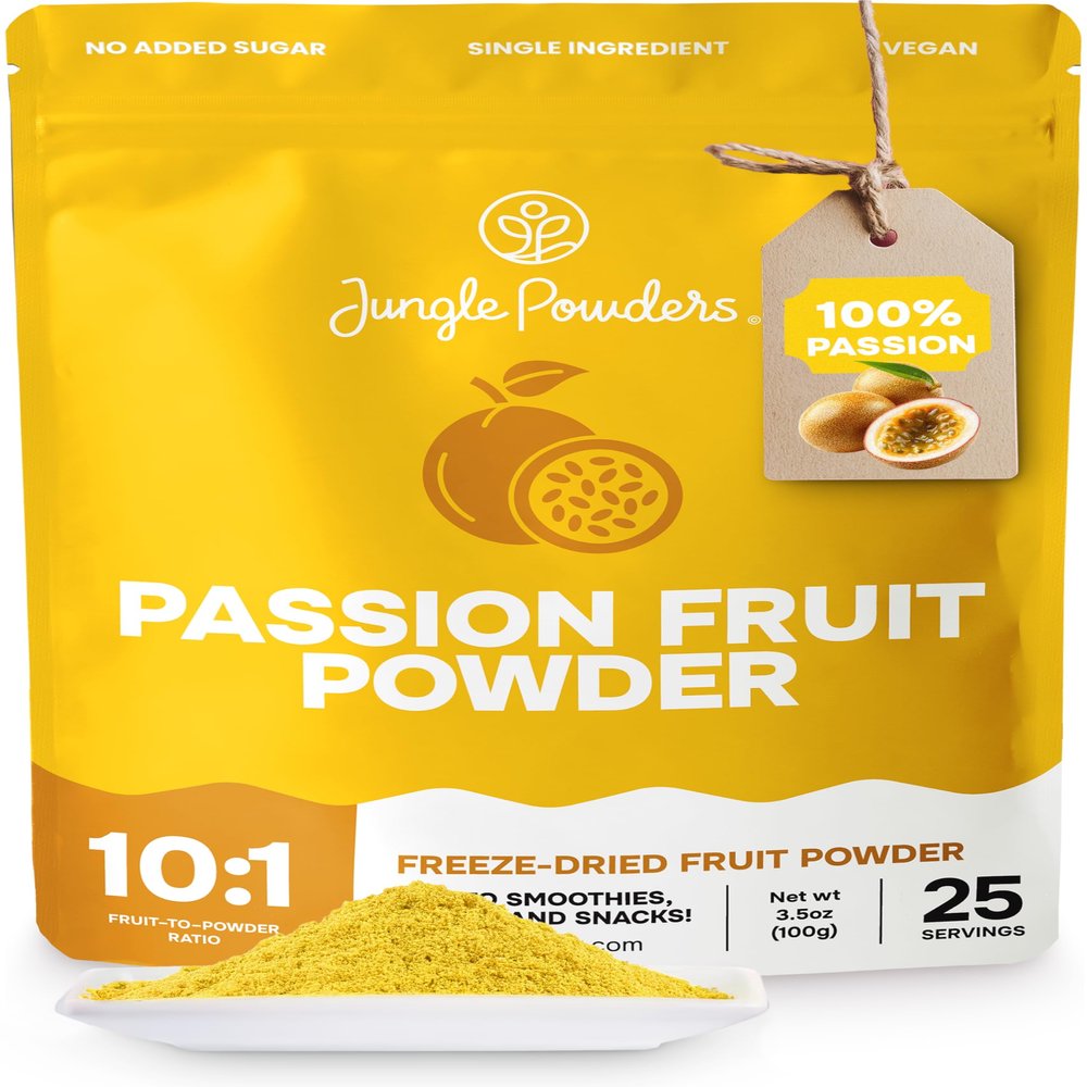 Jungle Powders Passion Fruit Powder 3.5 Ounce, Freeze Dried Passion Fruit Puree Powder for Baking Smoothies Lilikoi Granadilla Additive Free Passionfruit Pure Extract Passion Fruit Juice Supplement