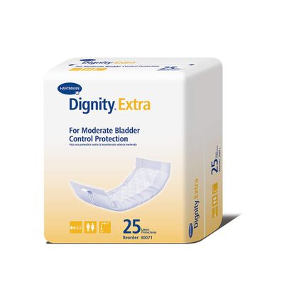 Dignity Extra Incontinence Liner for Men and Women - Bladder Leak Pads, Moderate Absorbency - One Size Fits Most, 4 in x 12 in, 25 Count, 1 Pack
