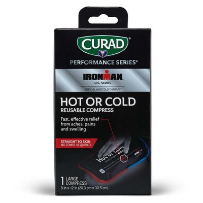 Curad Ironman Hot or Cold Reusable Compress, Reusable Ice Pack for Injuries, Large Compress is 8 in x 12 in, 1 Count