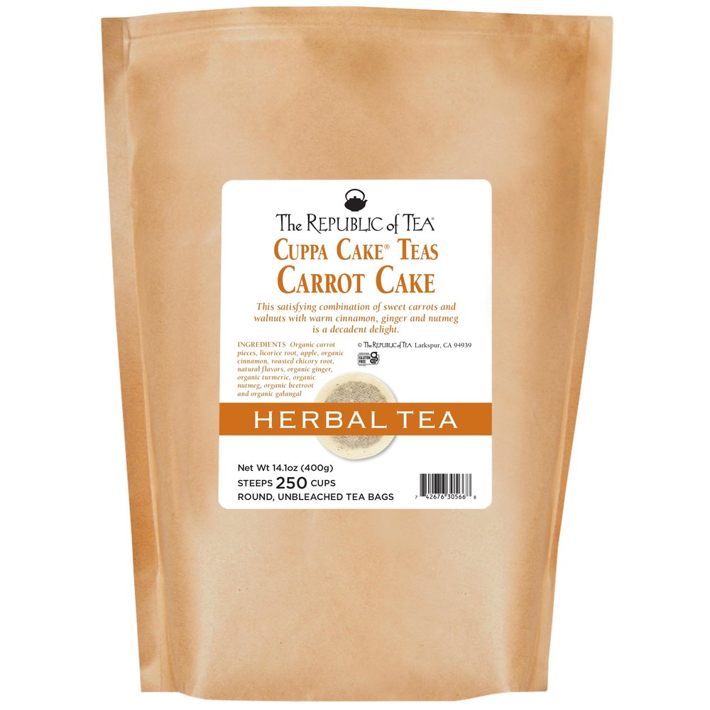 The Republic of Tea - Carrot Cake Cuppa Cake Herbal Tea, Bulk Tea, 250 Tea Bags