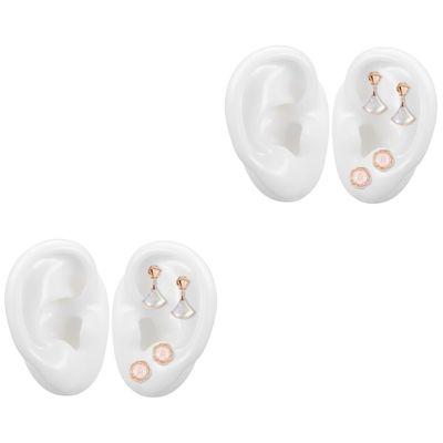 2 Pairs Artificial Ears Silicone Ears Ear displays Mould Human Ear Model Fake Ear maniquin Ear Model for Earrings Science Stencils for Kids Child Earphone White Jewelry