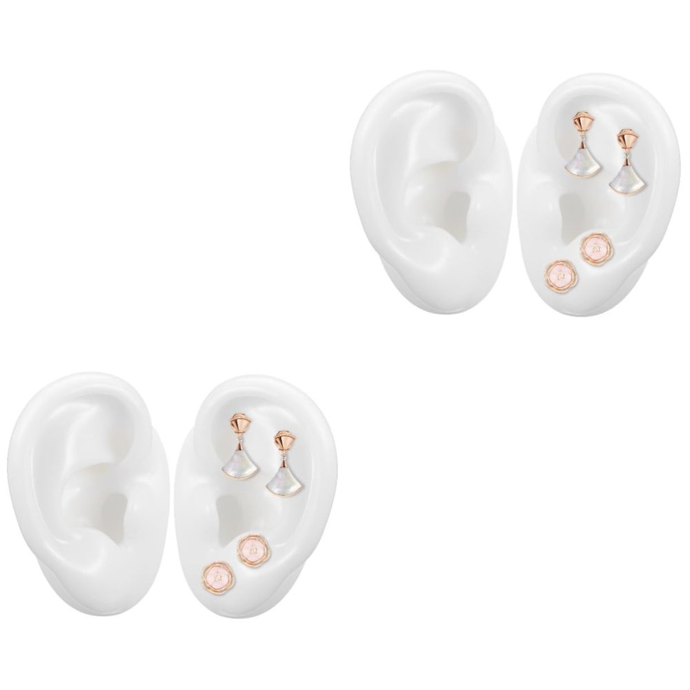 2 Pairs Artificial Ears Silicone Ears Ear displays Mould Human Ear Model Fake Ear maniquin Ear Model for Earrings Science Stencils for Kids Child Earphone White Jewelry