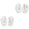 2 Pairs Artificial Ears Silicone Ears Ear displays Mould Human Ear Model Fake Ear maniquin Ear Model for Earrings Science Stencils for Kids Child Earphone White Jewelry view 1