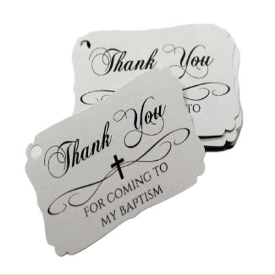 Baptism Tags - Thank You for Coming to My Baptism (Set of 12) (Light Grey)