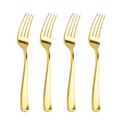 Liacere 200pcs Gold Plastic Forks - Heavyweight - 7.4 Inch Heavy Duty Forks - Gold Plastic Silverware Perfect For Parties & Weddings & Restaurants & New Year And Daily Using&Christmas&New Year