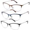 3 Pack Reading Glasses for Women Blue Light Blocking, Metal Womens Computer Spring Hinge Readers Glass, Cateye Full Frame Eyeglasses, Anti Blue Ray Reduce Eye Strain Glare(300 Magnification Strength) view 1