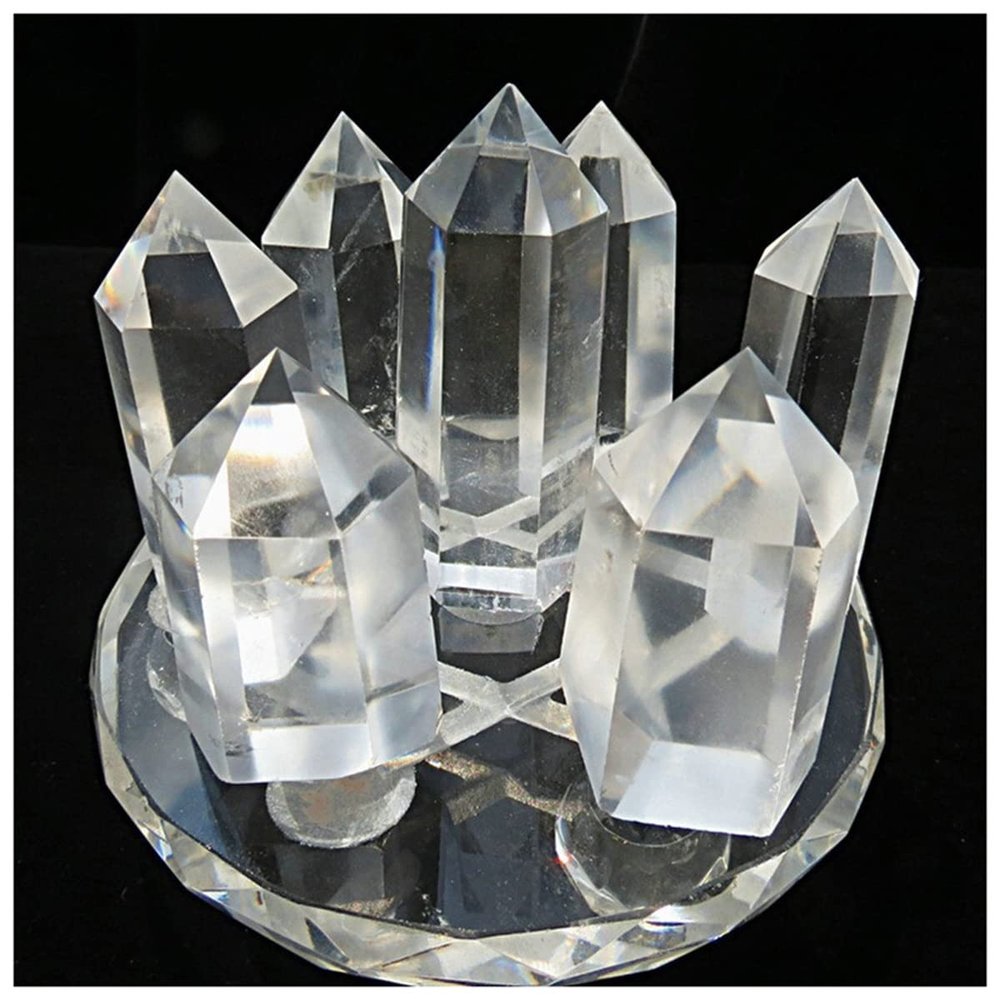 ZTBH Natural Meditation Crystal Seven Star Array Natural Transparent Quartz Crystal, Home Decoration Crystal Stone