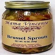 Mama Vincente Brussel Sprouts with Onions & Red Peppers (2 Pack of 16 Oz. Jars)