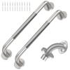 2 Pack Shower Grab Bar with Knurled Anti-Slip Grip 18 Inch ADA Compliant 500lbs Supporting with Concealed Screws 304 Stainless Steel Brushed Nickel Handicap Bars for Bathroom view 1