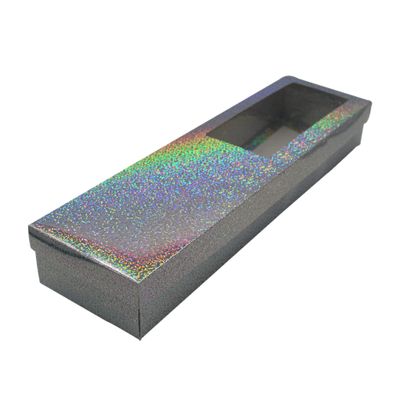 FELANAS 6 Pack Cute Cardboard Long Boxes Acetate Window for Fresh Flowers | Gift Boxes Window for Anniversaries, Weddings, Christmas | 12 x 43 x 6.6 CM : 5" x 17" x 2.5" | Frosty Purple
