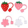 4pcs Silicone Straw Tips Cover Cute Strawberry Shape Reusable Drinking Straw Tips Lids Plugs Cap Protector Airtight Seal Proof view 1