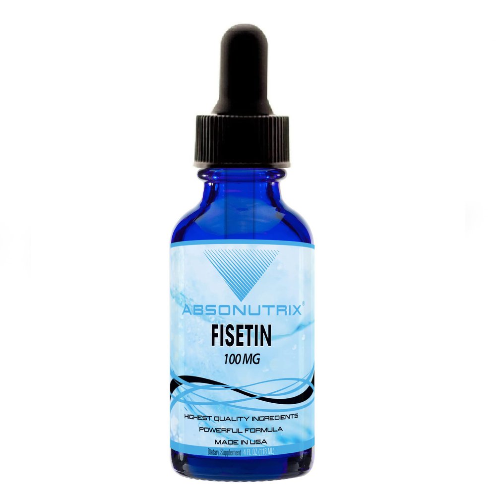 Absonutrix Fisetin 100 mg, 4 Oz Liquid, 200 Servings, Made in USA, Quick Absorption, Quality Potent Ingredients, Third-Party Tested, Non-GMO, GMP Certified, Cruelty Free Products