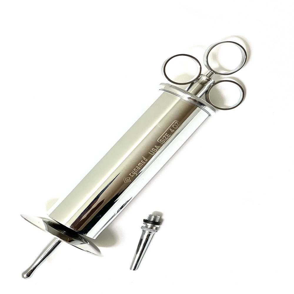CynaMed -Premium Ear Wax Removal Syringe 8 OZ,6 OZ,4OZ,3 OZ - Brass with Chrome Finish Ideal for Household, EMT, Firefighter, Police, Medical Student, School and Hobby (4 OZ)