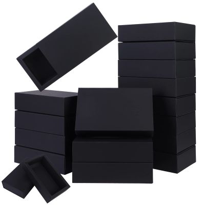 26 PCS Rectangle Drawer Kraft Boxes Small Crafts Cardboard Present Boxes Present Packaging Boxes for Party Favor Treats, Candy and Jewelry Crafts, 6.5 x 3.7 x 1.6 inch (Black)