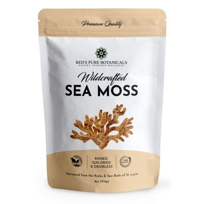 Wildcrafted Sea Moss - Healthy Irish, Raw Sea Moss from Rocks & Sea Beds of St. Lucia - 4oz Dry Makes 60-80oz Seamoss Gel - Hand-Harvested, Vegan and Non-GMO - 114 Gram Pack