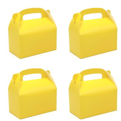 Oletx 30-Pack Yellow Party Favor Treat Boxes, Goodie Candy Box, Gable Paper Gift Boxes with Handles Perfect for Construction and Chic Yellow Submarine Party Decoration Supplies