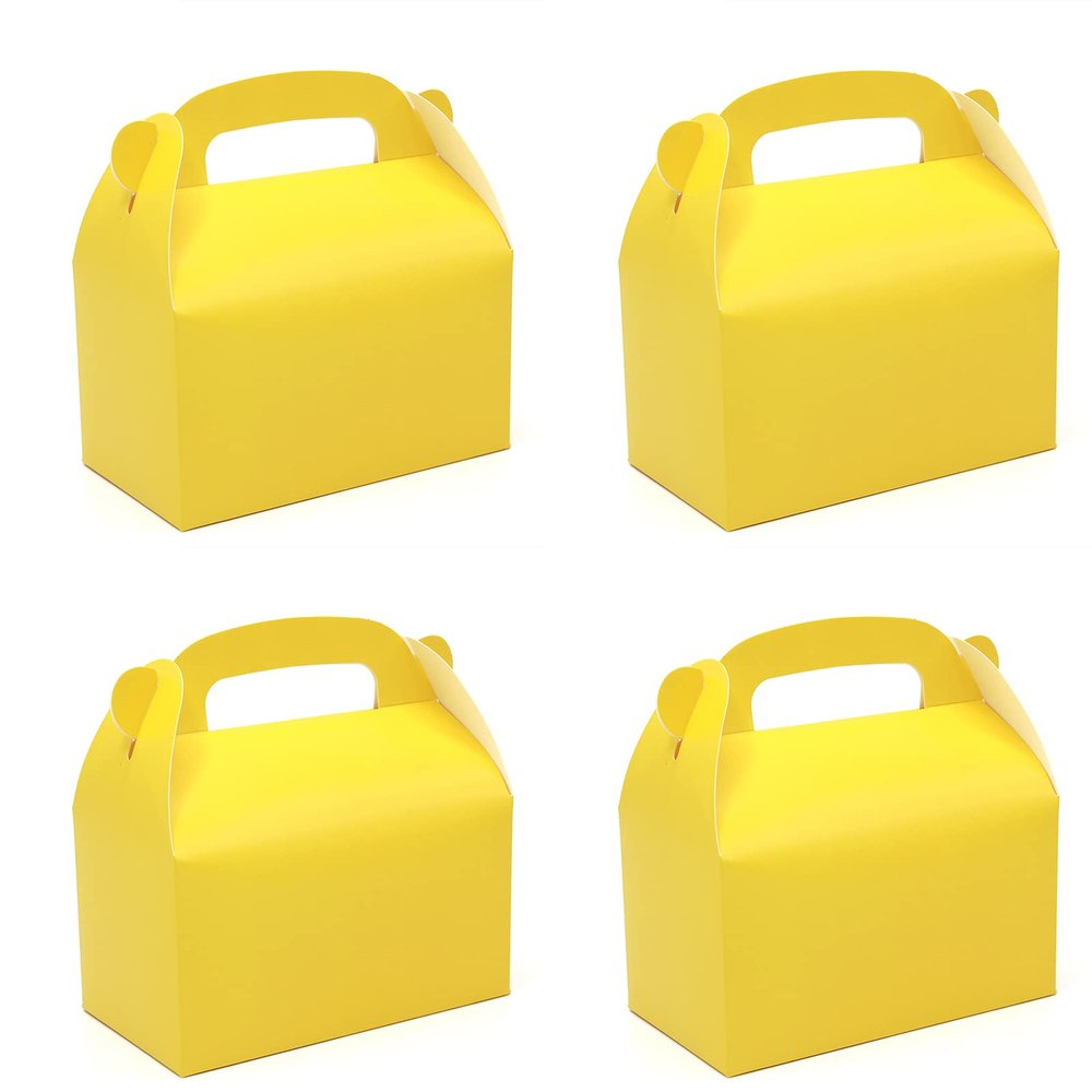 Oletx 30-Pack Yellow Party Favor Treat Boxes, Goodie Candy Box, Gable Paper Gift Boxes with Handles Perfect for Construction and Chic Yellow Submarine Party Decoration Supplies